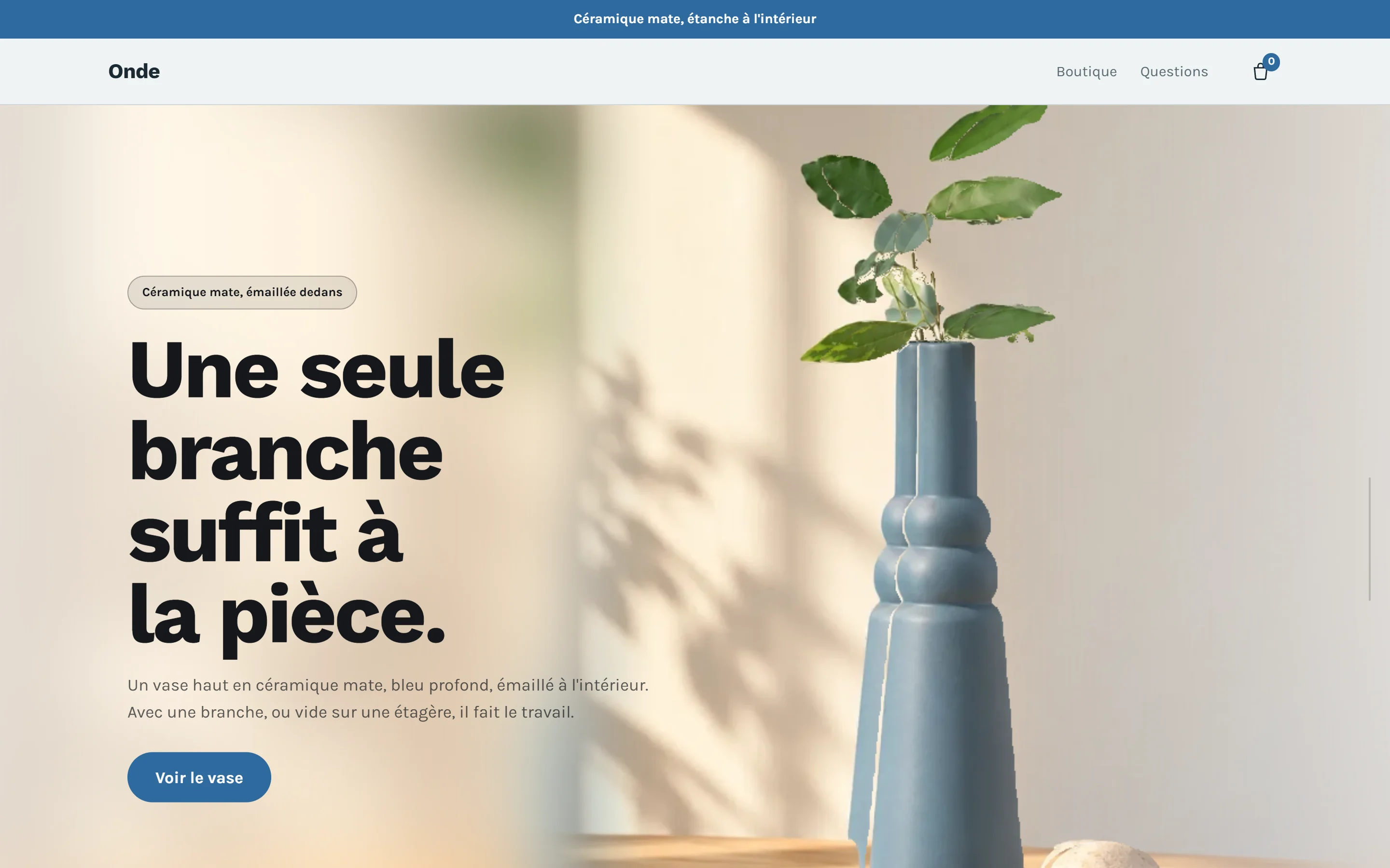 Thème Onde, page d'accueil